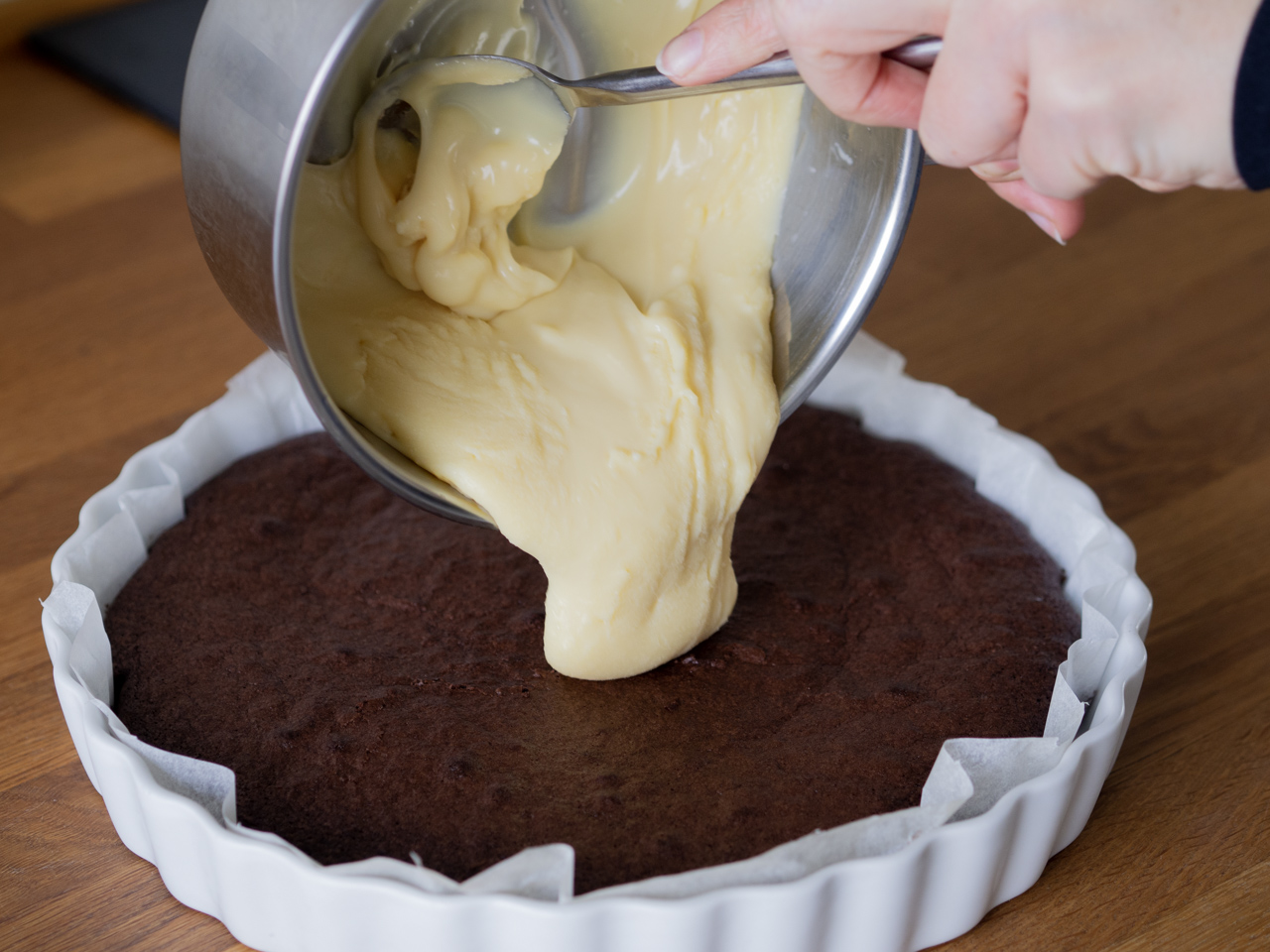 Chokoladekage med hvid chokoladetrøffel